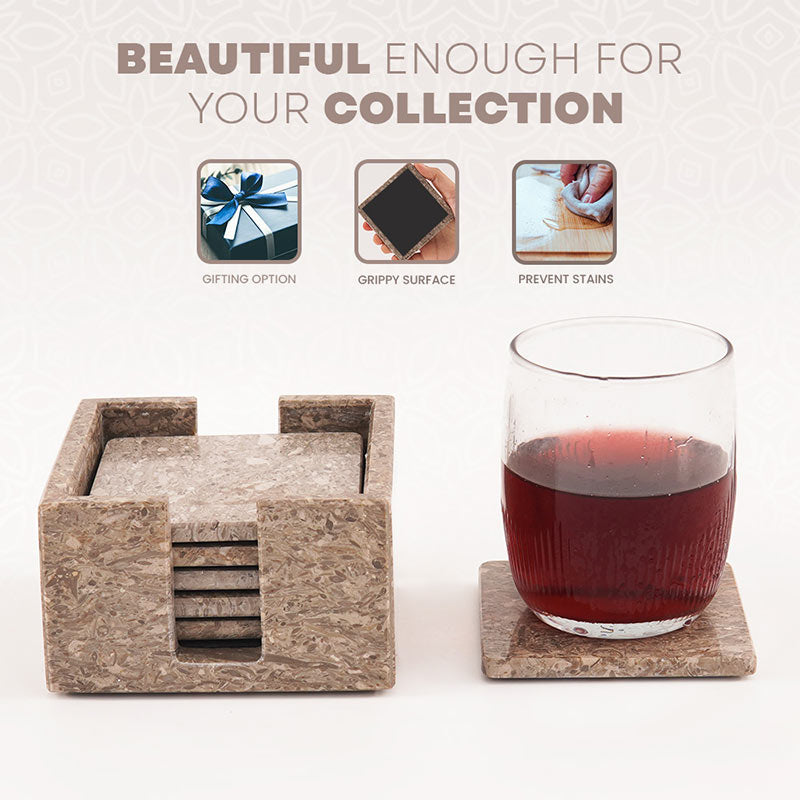 Full Square Coaster Set with Holder