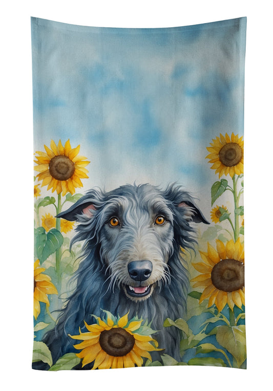 Scottish Deerhound in Sunflowers Kitchen Towel-0