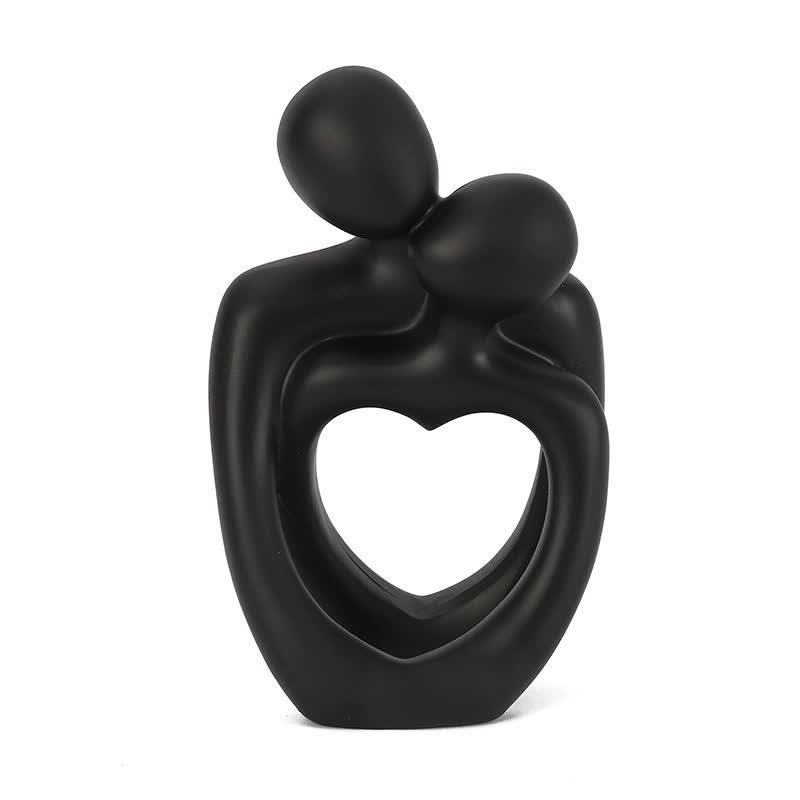 NNEDSZ Black Romantic Couple Figurine with Heart Design - Modern Minimalist Decorative Statue-0