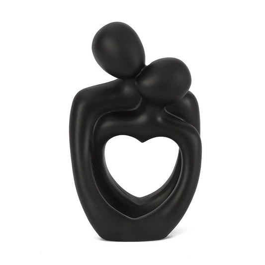 NNEDSZ Black Romantic Couple Figurine with Heart Design - Modern Minimalist Decorative Statue-0