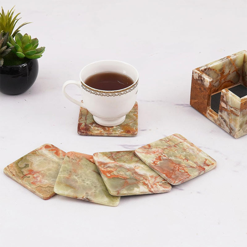 Full Square Coaster Set with Holder