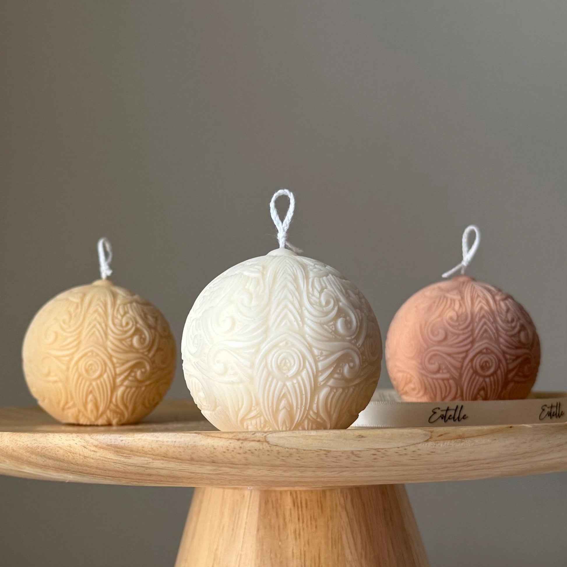 Patterned Ball Soy Candle: Handmade Home Decor, New Home Gift-0