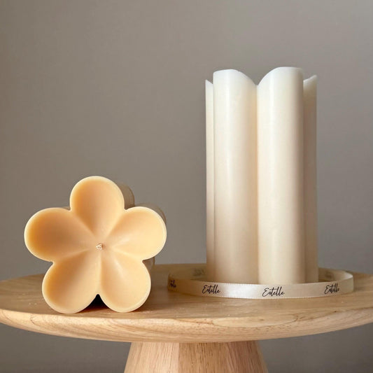 Flower Pillar Soy Candle: Handmade Home Decor, New Home Gift-0