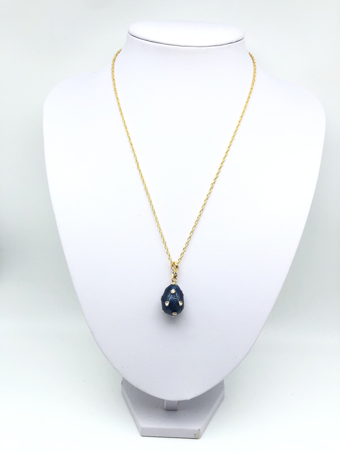 Gold & Blue Egg Pendant Necklace