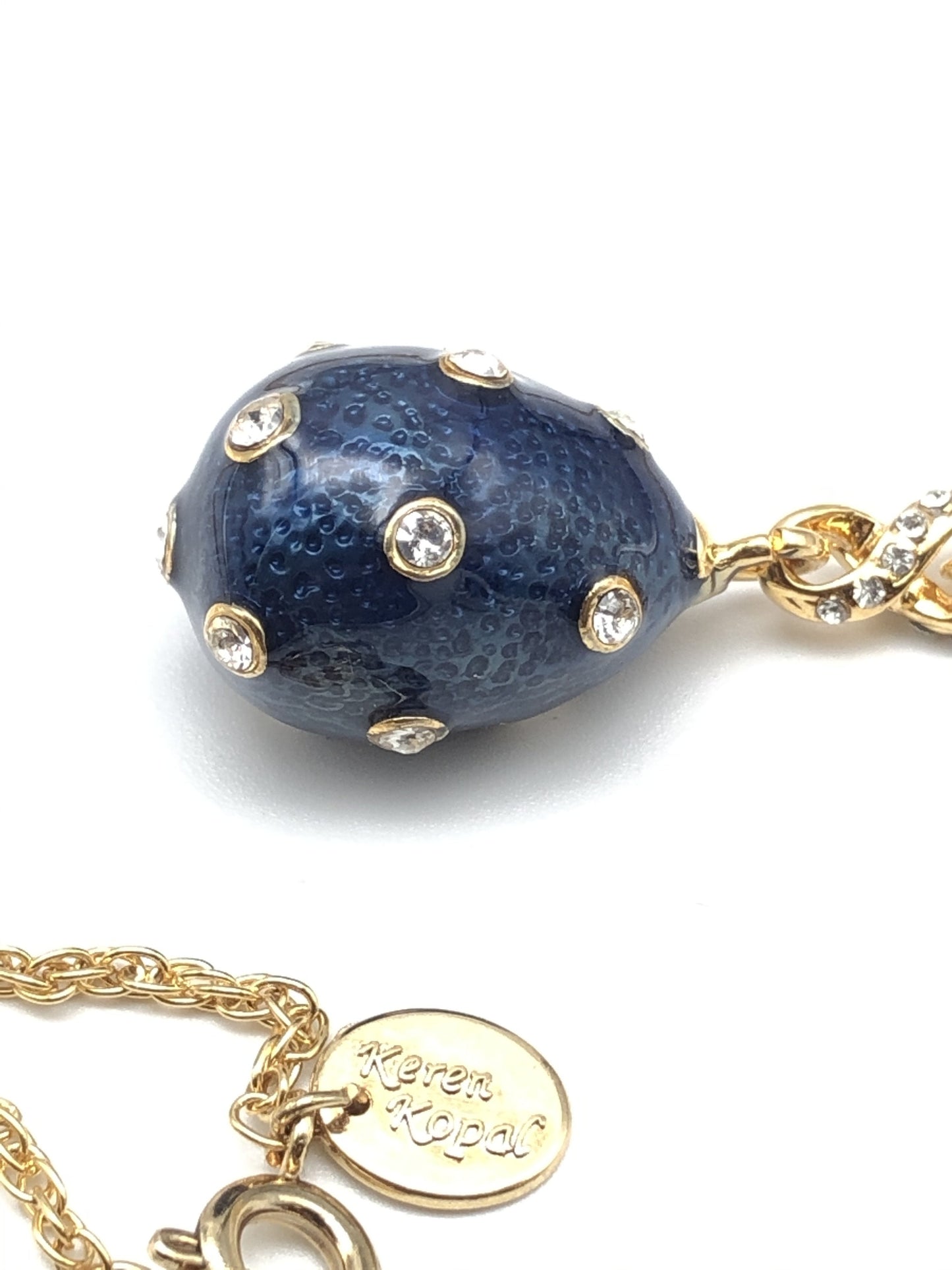 Gold & Blue Egg Pendant Necklace