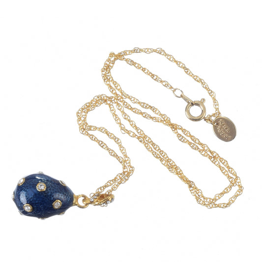 Gold & Blue Egg Pendant Necklace
