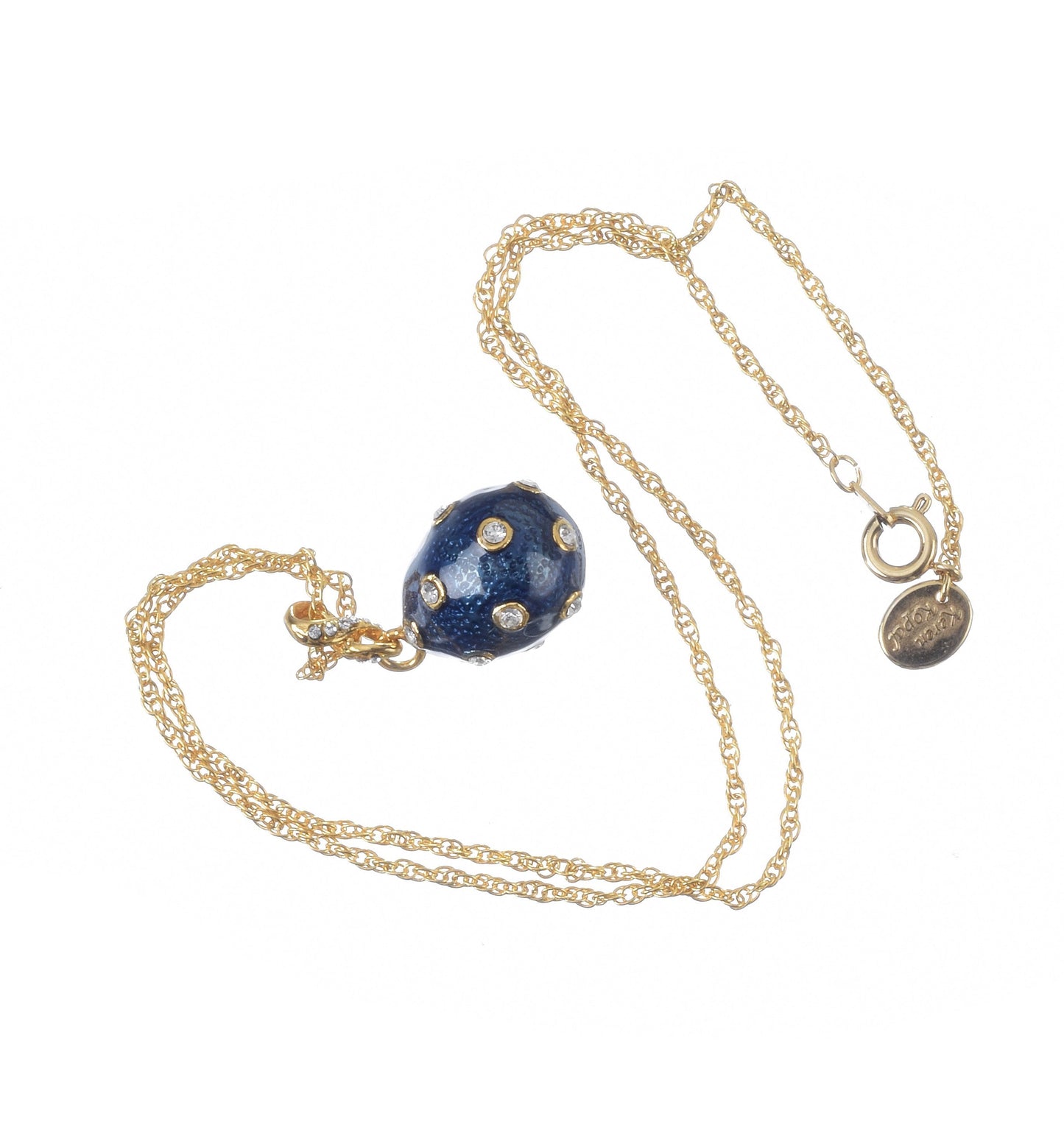 Gold & Blue Egg Pendant Necklace