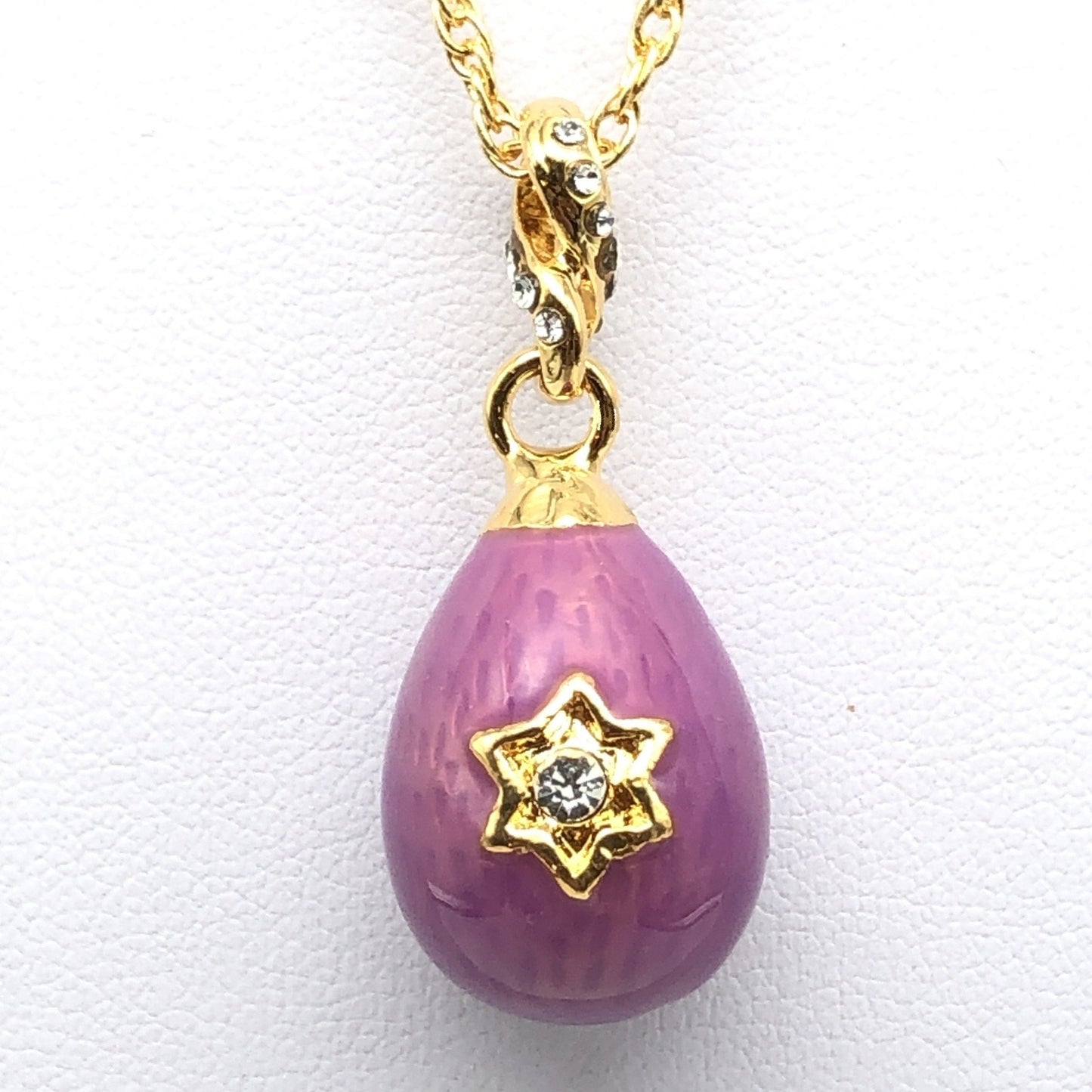 Purple Egg Star of David Pendant Gold Necklace
